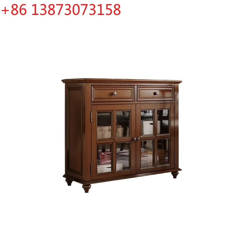

American dining side against the wall integrated solid wood cabinet dining room new Chinese storage wine cabinet living home