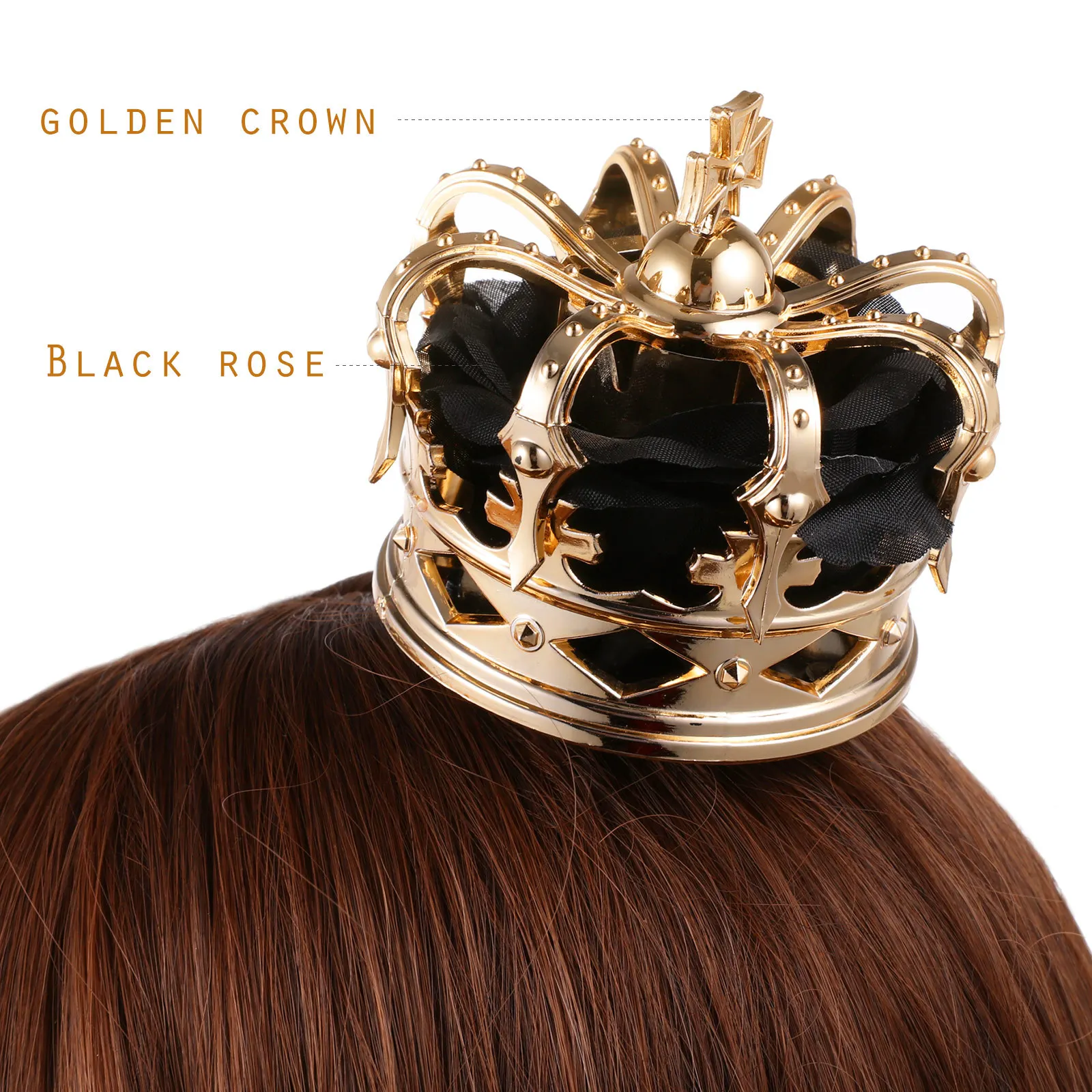 

1Pcs Golden Crown Hair Clip Halloween Party Headdress Cosplay Queen Hairpin Decorative Accessories Halloween Headdress