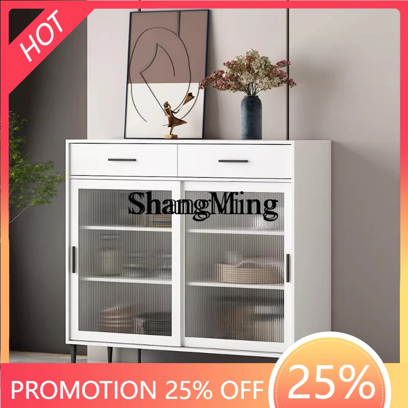 

ZYY household high value sliding door dining side cabinet light luxury cabinet modern simple small apartment white cabinet