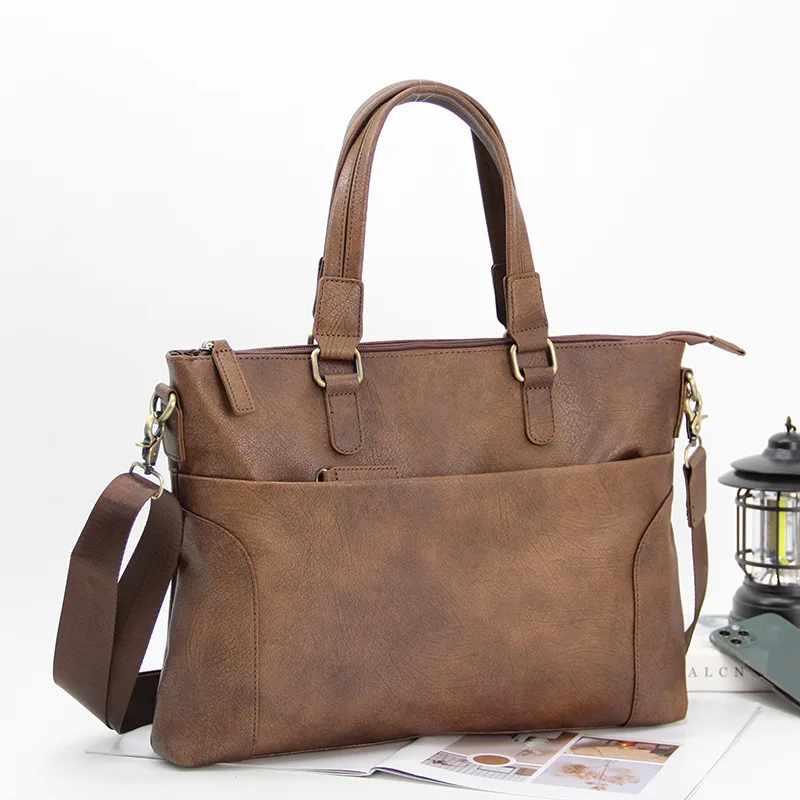 Borsa a tracolla da lavoro vintage da uomo con valigetta da ufficio a tracolla con scomparto per laptop