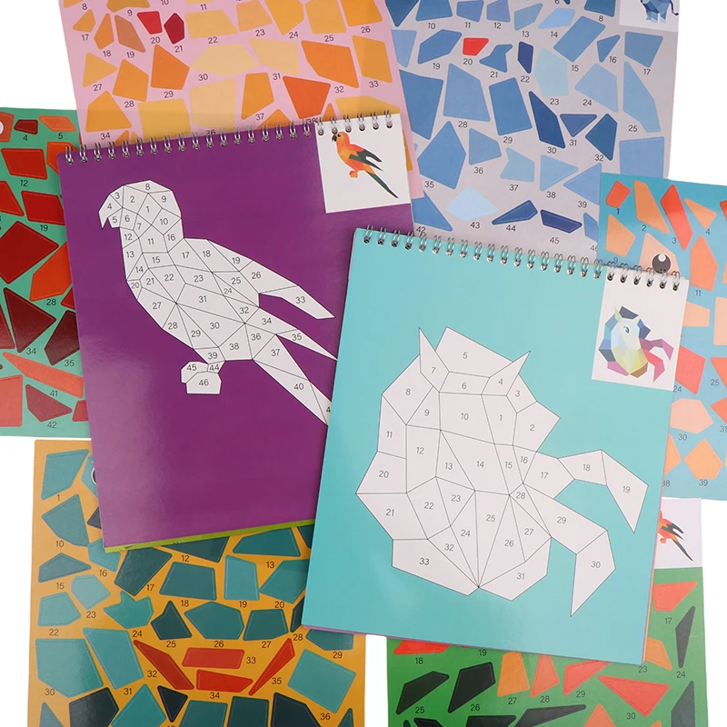 1Kit Sticker Book Crafts For Kids Sticker By Number For Brain Games Gifts Travel Toy