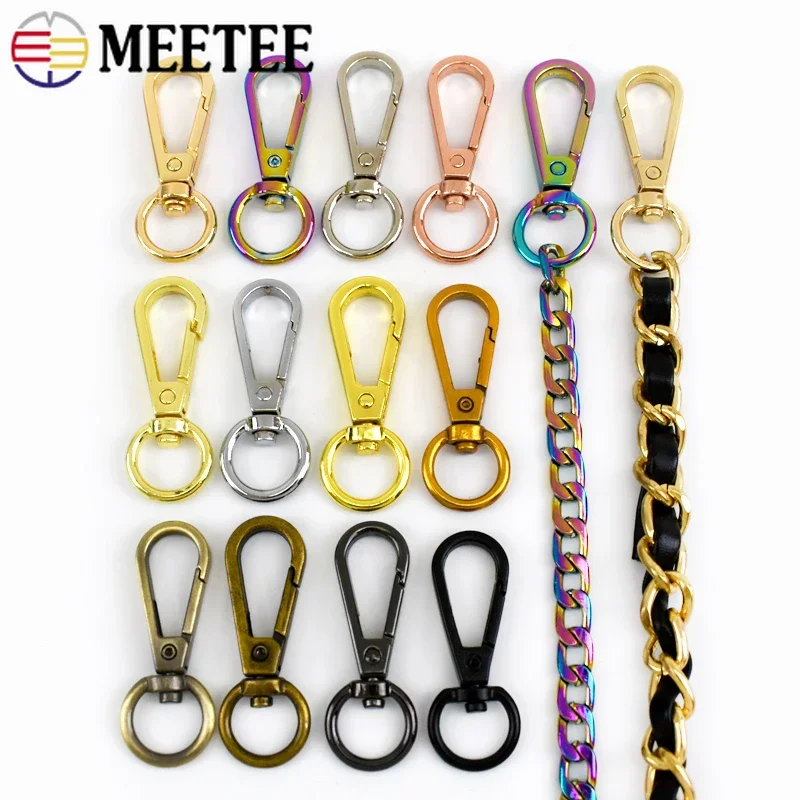 Meetee 10/20Pcs 13mm Metal Buckle Keyring Swivel Trigger Lobster Clasp Leather Bag Strap Connect Clips Snap Hook DIY Accessories