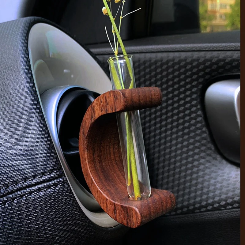 Car Vase Vent Clip, 2PCS Car Flower Vase, Wooden Car Flower Vase Vent Clip, Car Flower Vase For Car Air Vent Ornament Durable