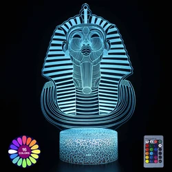 Lampada a Led incisione acrilica statua del faraone luce notturna USB alimentato a batteria Touch luci a Led a distanza lampada da tavolo che cambia colore regalo