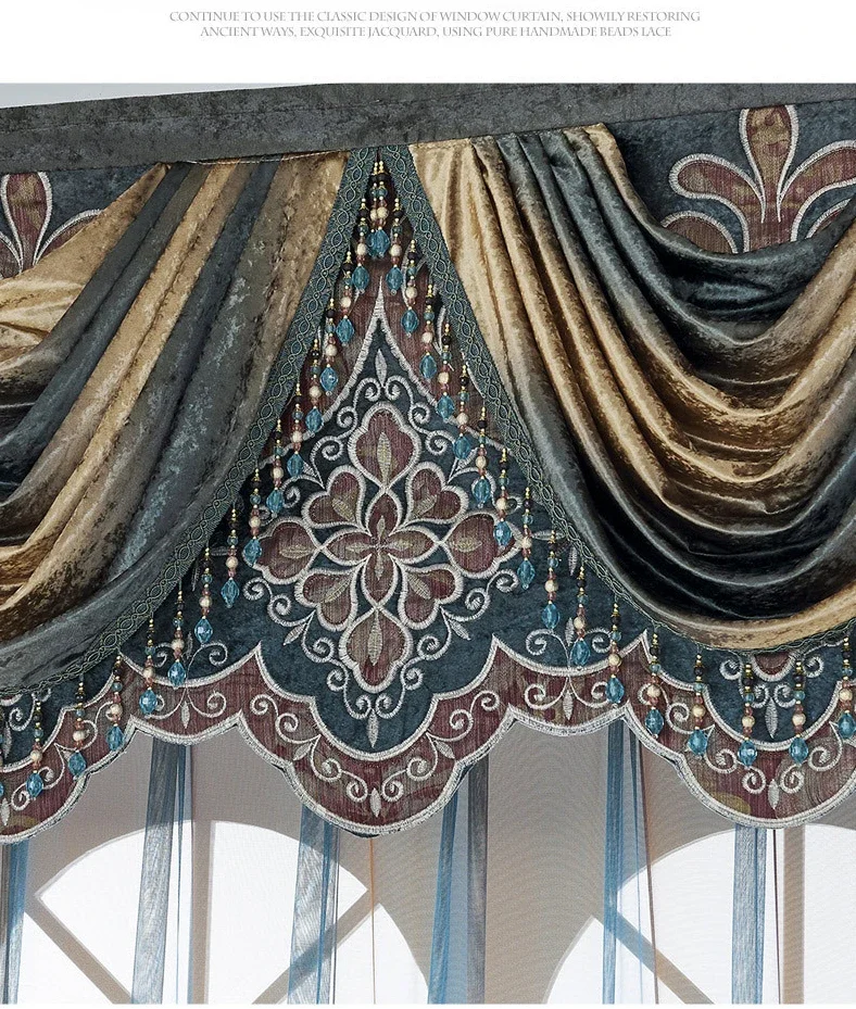 Moderne Vorhänge im europäischen Stil für Wohnzimmer, Esszimmer, Schlafzimmer, Villa, Luxus-Restaurant, intelligente bestickte Verdunkelung, individuell anpassbar – Detail 4
