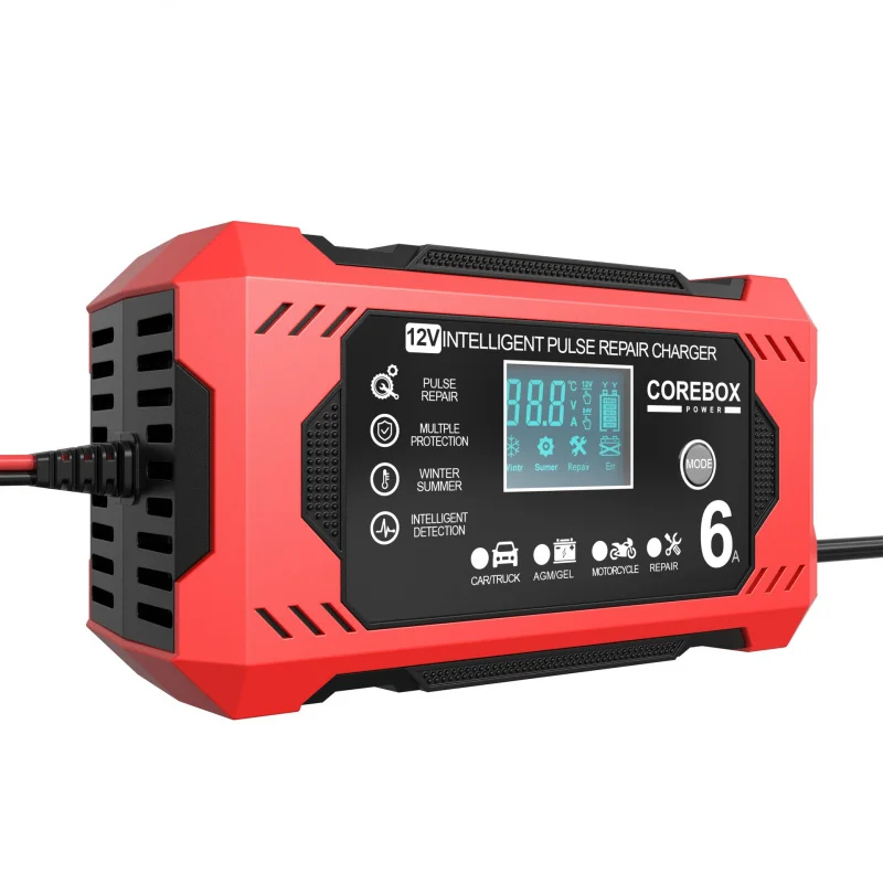 Car Motorcycle Smart Storage Battery Charger Start/Stop Battery Full of Self-Stop Lead Acid Battery Charging12V6A