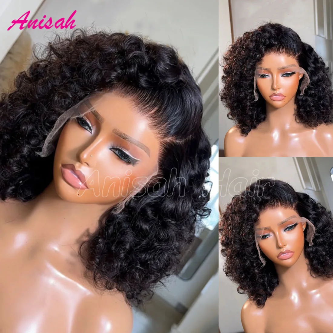 

250 Denisty Loose Deep Wave Lace Front Human Hair Wigs Brazilian Remy Hair Short Curly Wavy Lace Closure Glueless Wigs For Women