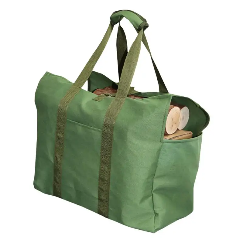 Firewood Tote Bag Canvas Wood Firewood Carrier Sturdy Large Fire Wood Bag Waterproof Fireplace Wood Storage Bag Log Tote Wood