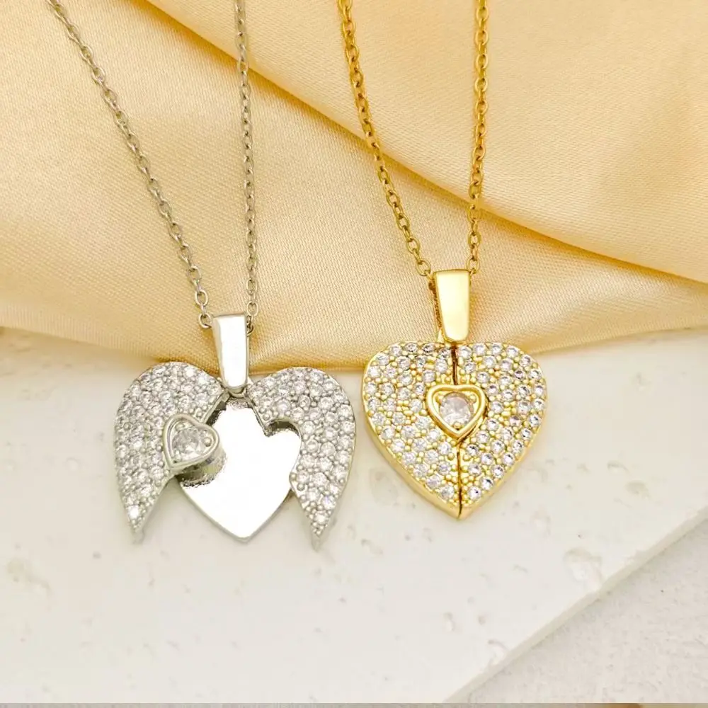 Titanium Steel Heart-shaped Necklace Handmade Adjustable Opening Heart Pendant Opening and Closing Waterproof Couple Love Locket