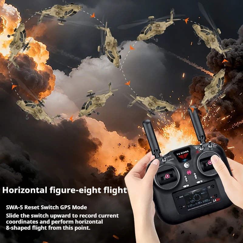 Yuxiang 2025 هليكوبتر تعمل بالتحكم عن بعد F11h Apache Aileron صورة مسلحة مجانية آلة حقيقية لتحديد المواقع لعبة ذكية