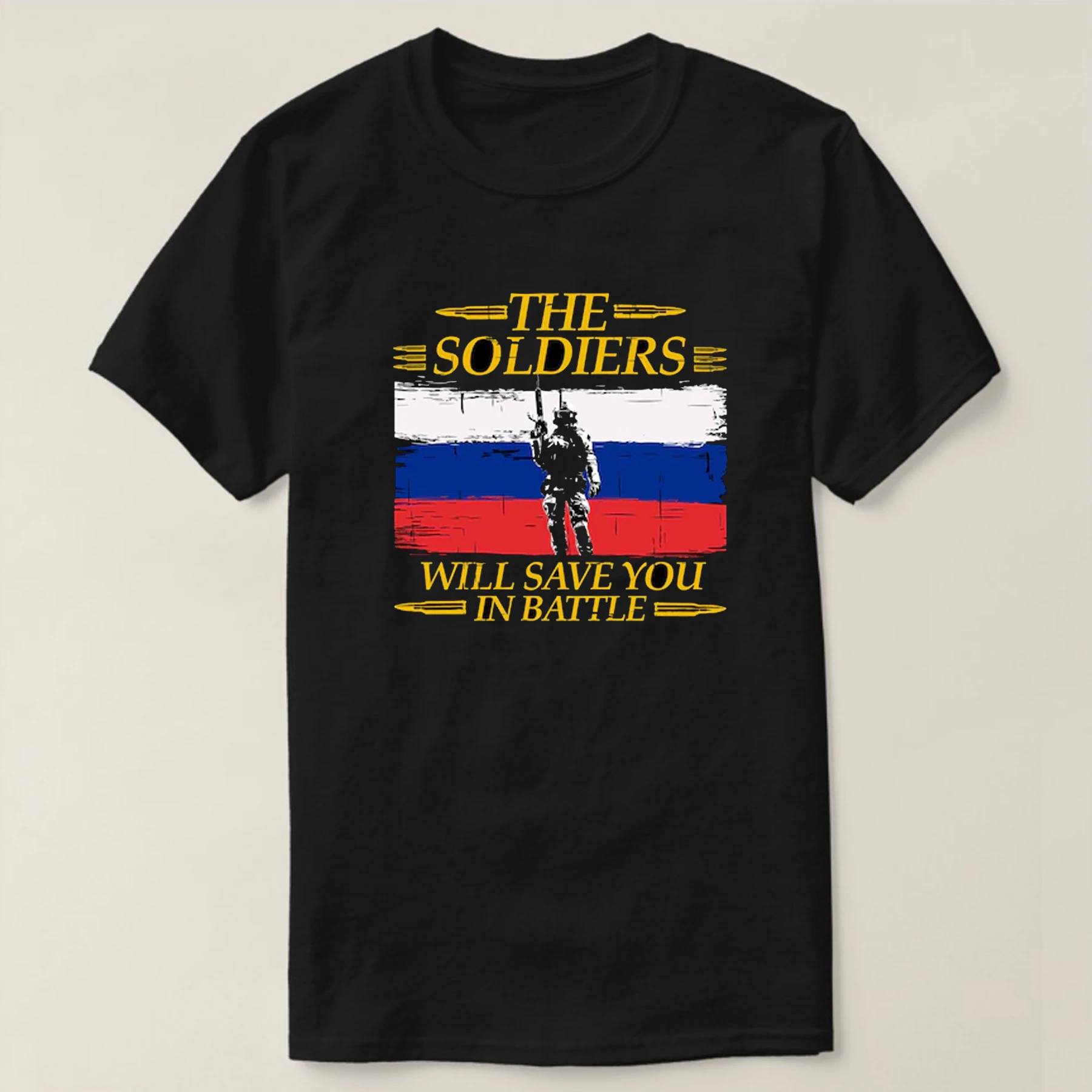 Russian Flag Soldiers Silhouette Style Vintage T-Shirt. Premium Cotton Short Sleeve O-Neck Mens T Shirt New S-3XL