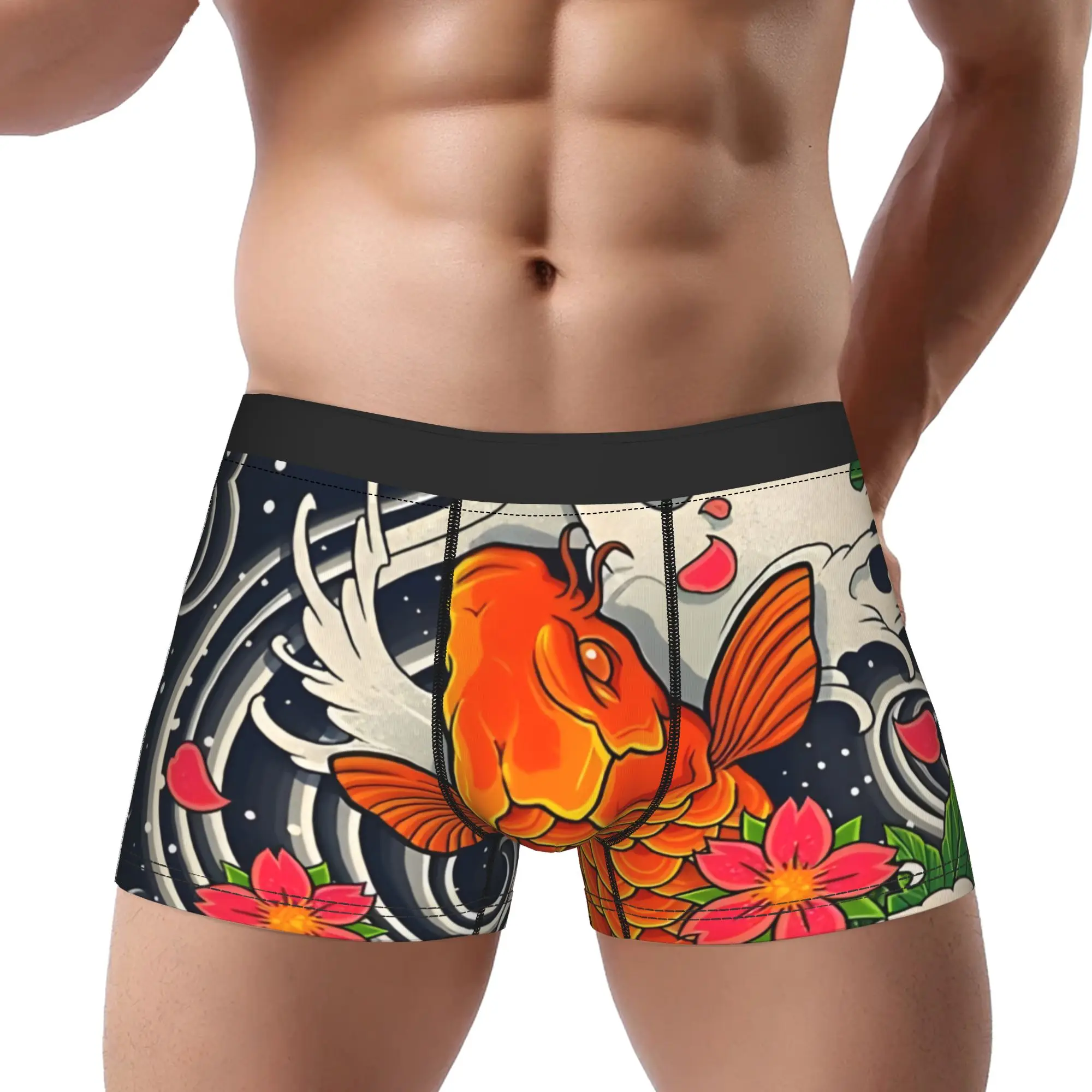 

Трусы-боксеры Koi Fish Pond, дышащие трусы, мужское нижнее белье, вентилируемые шорты с животным принтом, трусы-боксеры