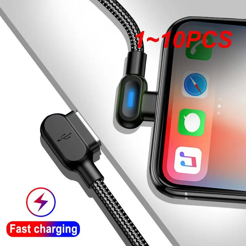 1~10PCS Micro USB Type C Cable With Light LED 90 Degree Elbow 0.5 M 1 M 2 M Fast Charging Charger Data Cables For