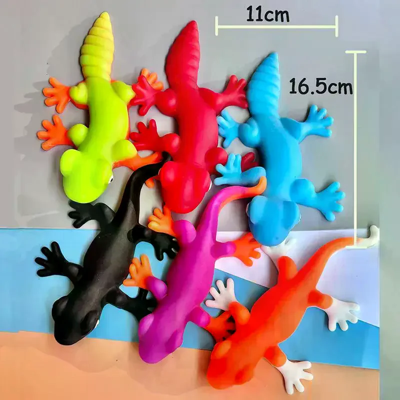 1Pcs Simulation Lizard Colorful  Toys Cartoon TPR Stretchy Lizard Toy Soft Stress Relief Squeeze Fidget Toy For Children