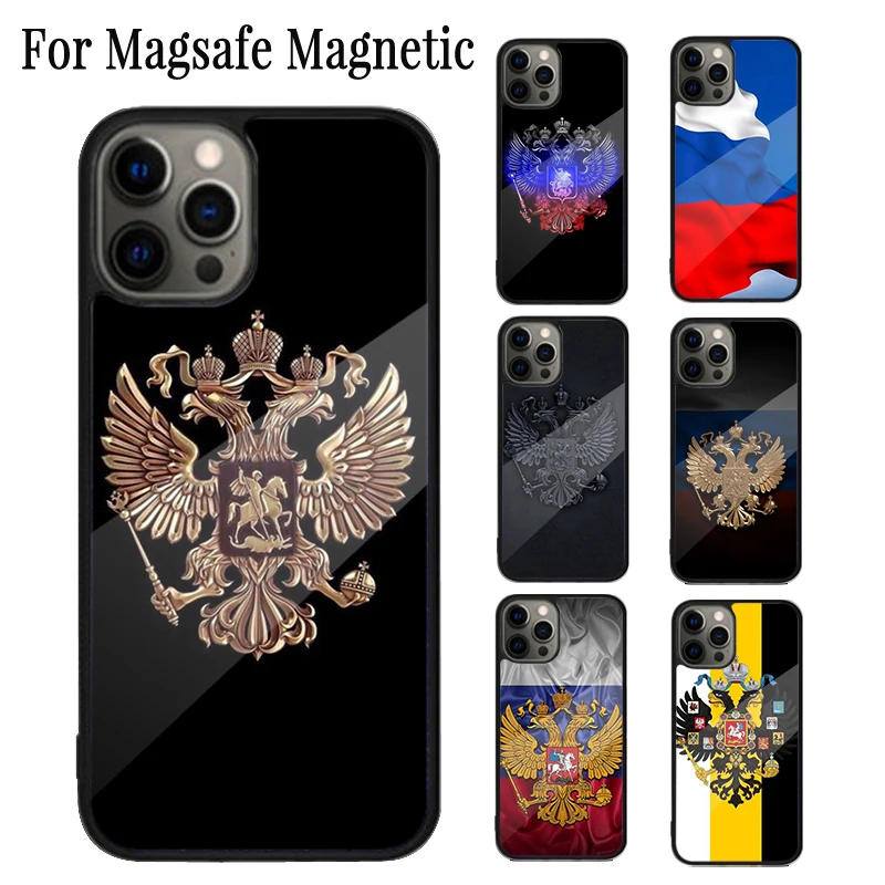 Russia Coat of Arms Magnetic Phone Case Coque For iPhone 16 15 14 Plus 13 12 Mini 11 Pro Max Magsafe Wireless Charging Cover