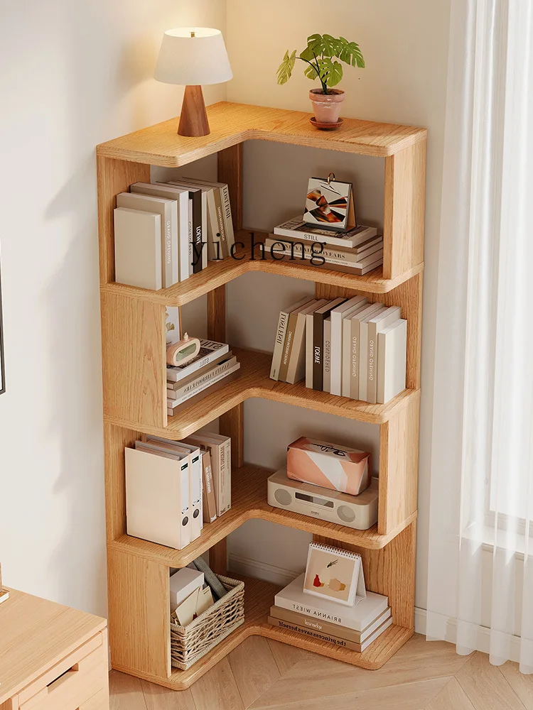 

ZYA Solid Wood Bookshelf Floor-standing Storage Rack Living Room Floor-standing Corner Children's Bookcase Storage Cabinet