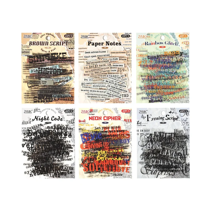 1pack/40pcs Vintage Handwritten English Phrase Stickers Inspirational DIY Handmade Album Scrapbooking Decorative Paper Supplies