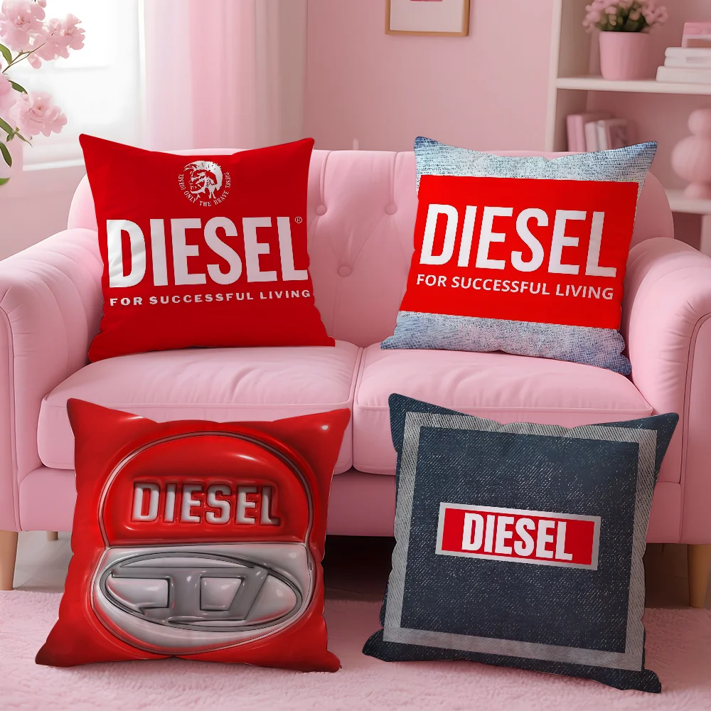 Diesel Bran Logo Essential Square Pillow Case Anti-dustmite Pillowcase Invisible zipper silky short plush Sofa cushion cover
