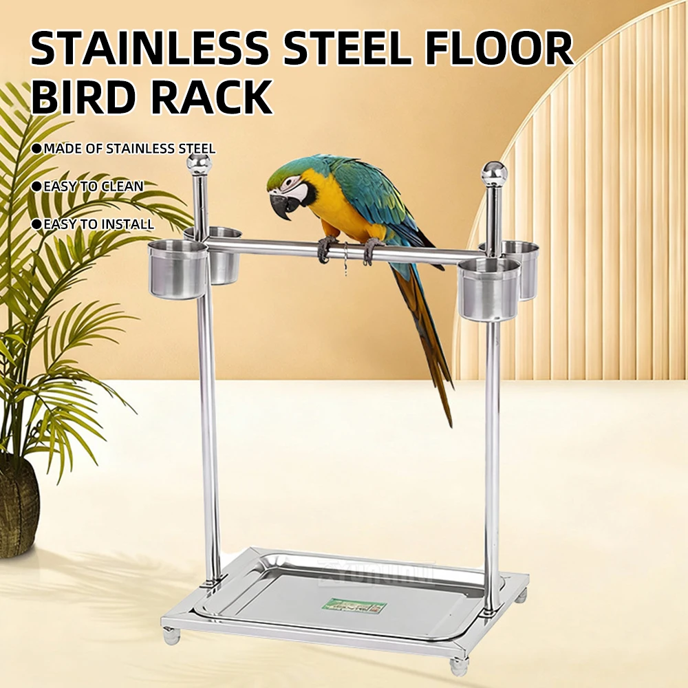 

​ Очень большая игровая стойка для попугаев, тренировочный гимнастический центр из нержавеющей стали для крупных птиц, серый игровой комплекс для попугаев