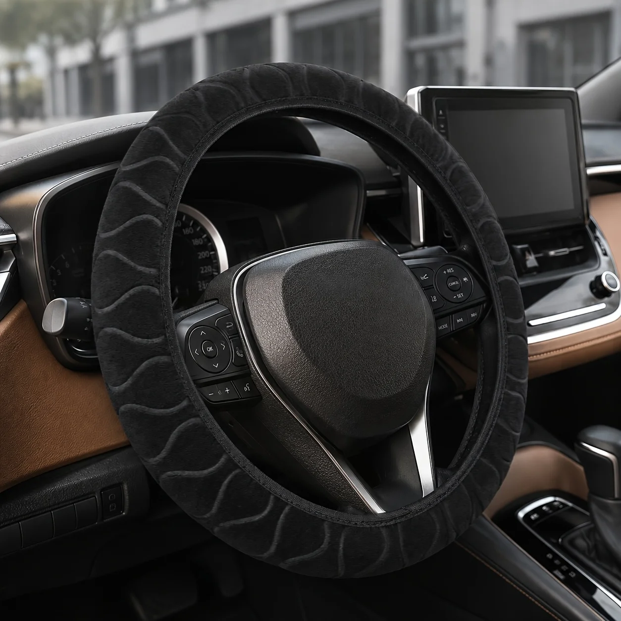 2/1 Piece Random Color Set, Winter Warm Short Plush Steering Wheel Cover, Car Steering Wheel Protective Cover, Winter Car Accessories, Non-Slip Steering Wheel Cover, Steering Wheel Cover, Car Interior Accessories