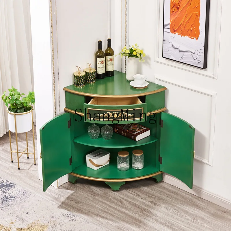 SM triangle wine cabinet living room corner locker fan door wall corner cabinet