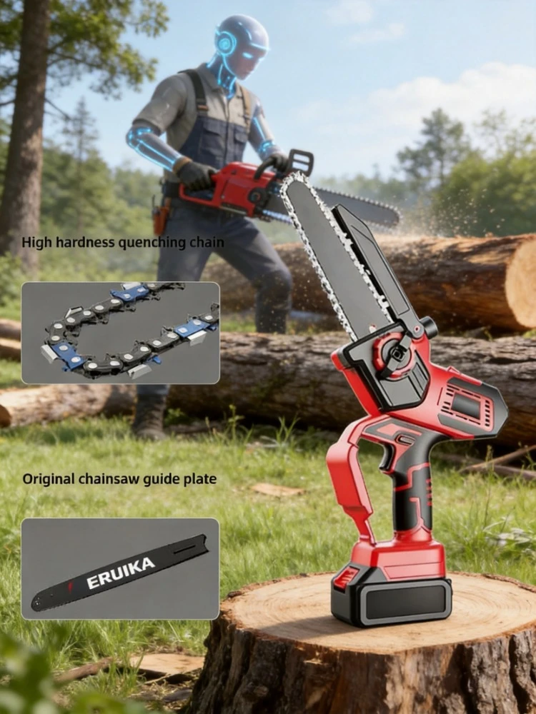 Compact Lightweight Handheld Lithium Rechargeable Electric Chainsaw, Household Tree Trimming, Branch Pruning, Outdoor Logging