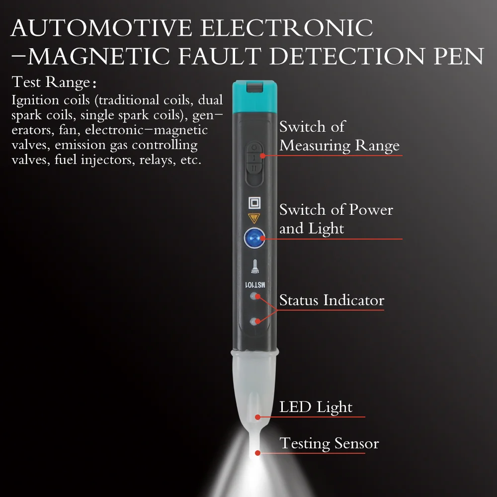 Ignition Coil Tester Auto Ignition System Detection Pen Coil On Plug MST-101 Test Pen Quick Check Circuit Tester