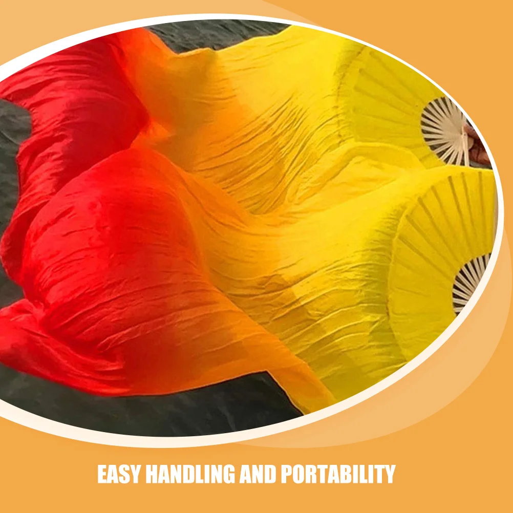 2 個ハンドヘルド折りたたみファンベリーダンス用ロングベールグラデーション装飾ファンステージフェスティバルパフォーマンス小道具折りたたみ式ダンス