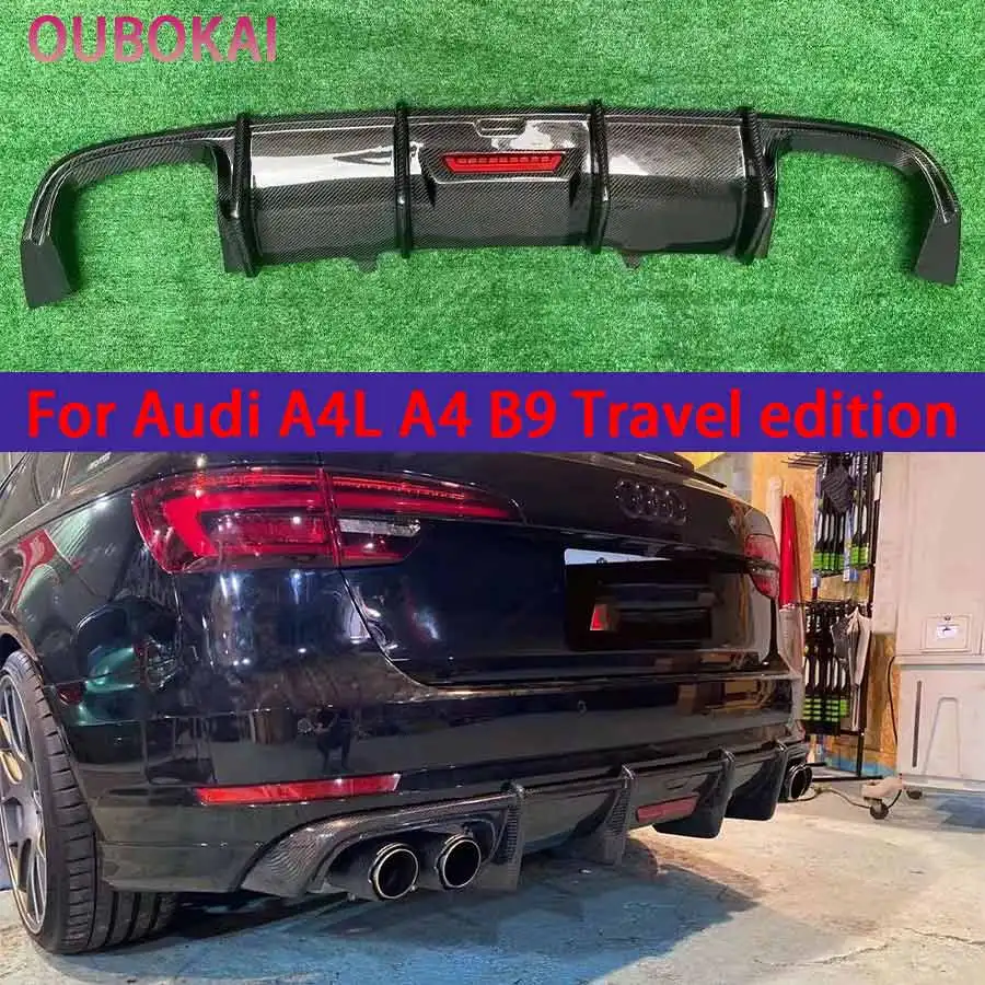 Für Audi A4L A4 B9 Travel Edition 2017-2019 Carbonfaser Auto Heckstoßstangen-Diffusor Heckspoiler Hecklippe Bodykit