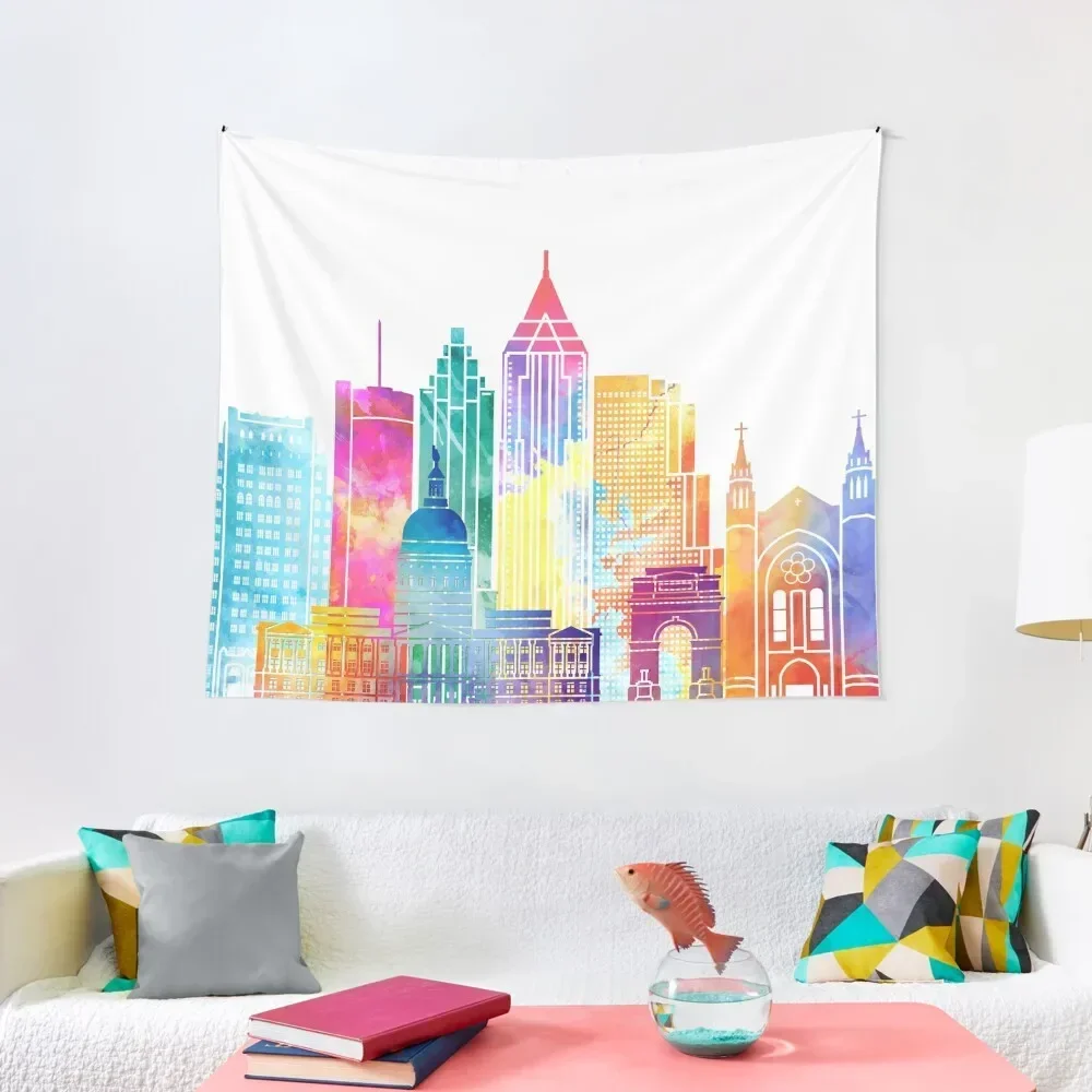 Atlanta landmarks watercolor poster Tapestry House Decor Wall Carpet Tapestry