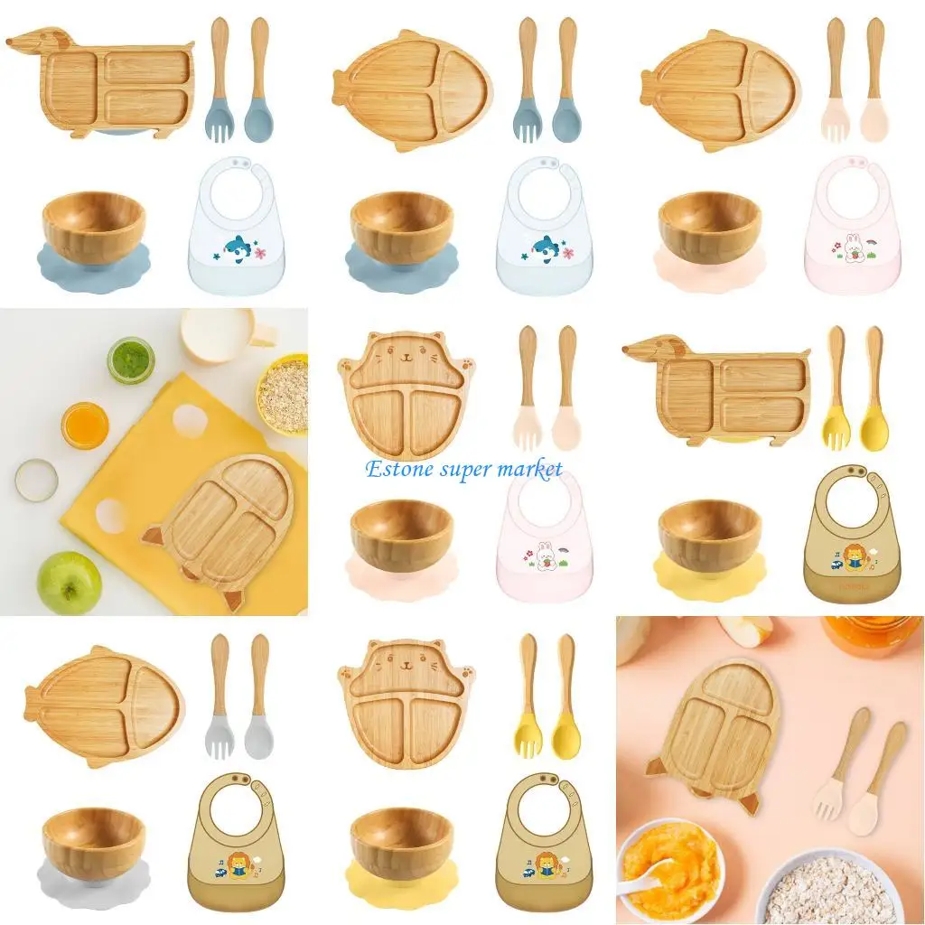 

090b младенцы детские кормления, установленные для малышей и дошкольных детей с всасывающей миской