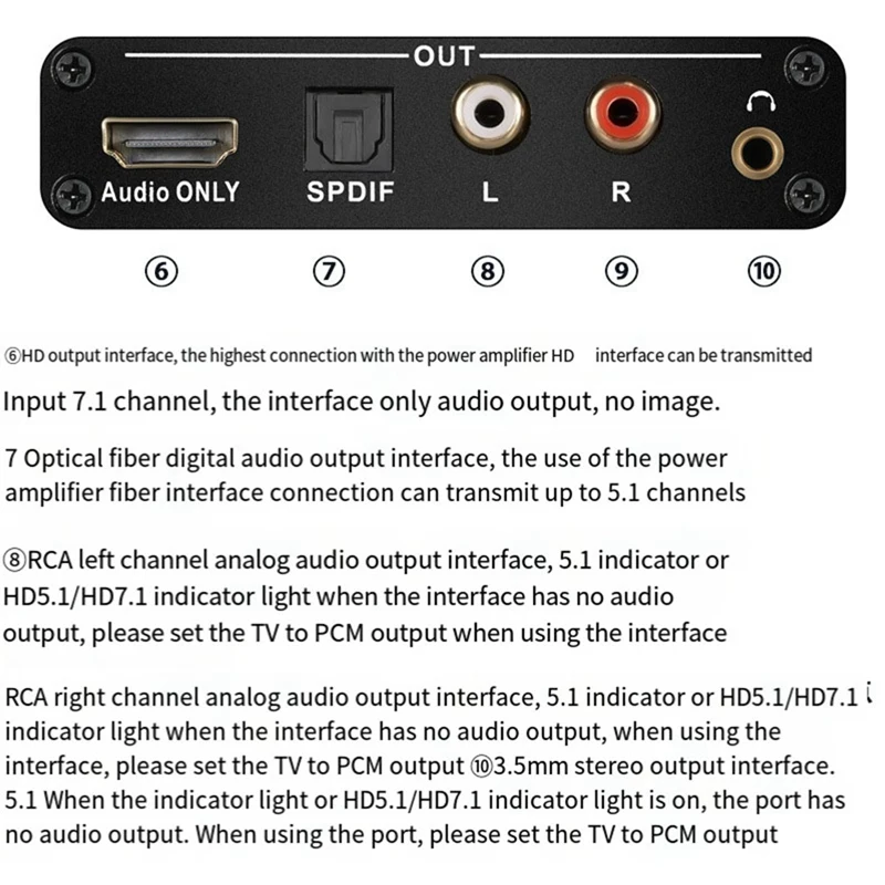 -Kompatybilny Adapter EARC ARC ekstraktor Audio czarny EARC do ekstraktor Audio RCA dla atomów DTS Dolby AC3