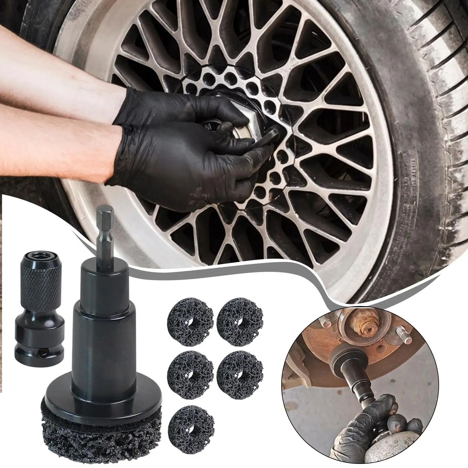 

Hub Cleaning Tool Wheel Hub Cleaner Stud Polishing Kit Paint Stripping Tool Grinding Heads Polish for Drivers Men Drill Rotors