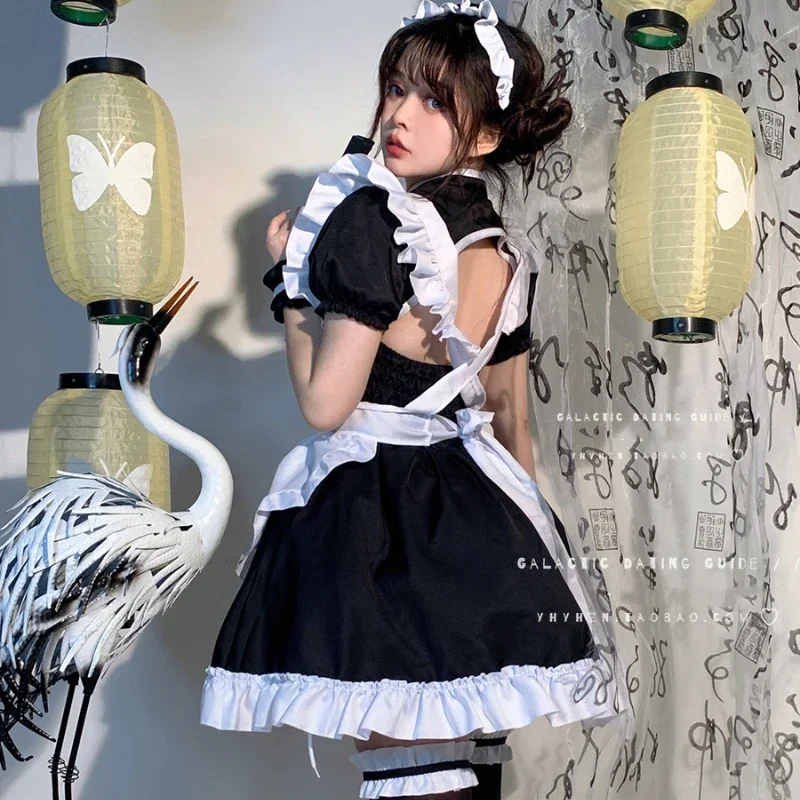 Сантехника аниме-горничной в стиле Лолиты Cheongsam 2025 года, японский Kawaii Everthimng размера плюс, черно-белый наряд горничной на Хэллоуин, школьница