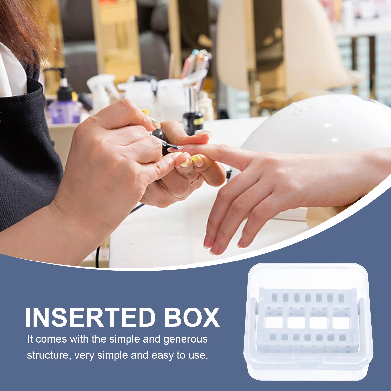 

1 шт. Белый пластиковый органайзер для хранения насадок для маникюра, пылезащитный футляр для инструментов для маникюра