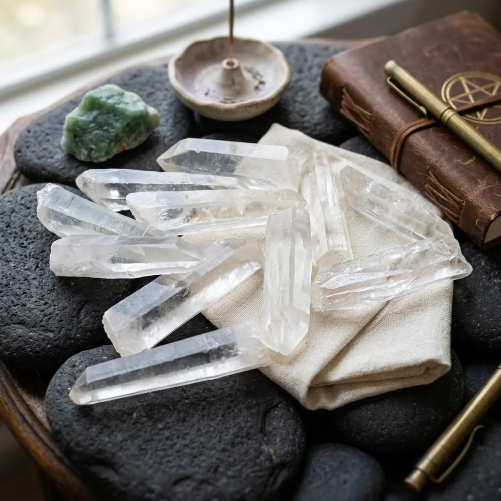 Natural Clear Quartz Crystal Point 4-10cm, Raw White Quartz Decoration for Reiki, Home Energy Cleansing, Imperfect Bulk