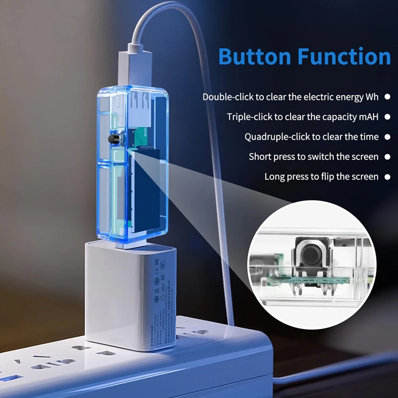 USB Tester USB Power Meter, USB Multimeter 3.3-30V 0-5A Voltage Current Capacity Amp Volt Voltmeter Ammeter Detector