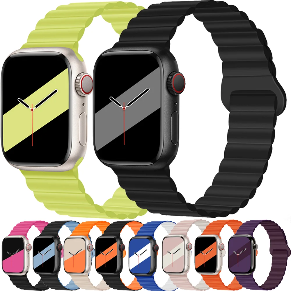 Silicone Magnetic Strap for Apple Watch 10 46mm 42mm Ultra 2 49mm Sports Bracelet iWatch 9 8 7 6 5 4 SE 45mm 44mm 41mm 40mm Band