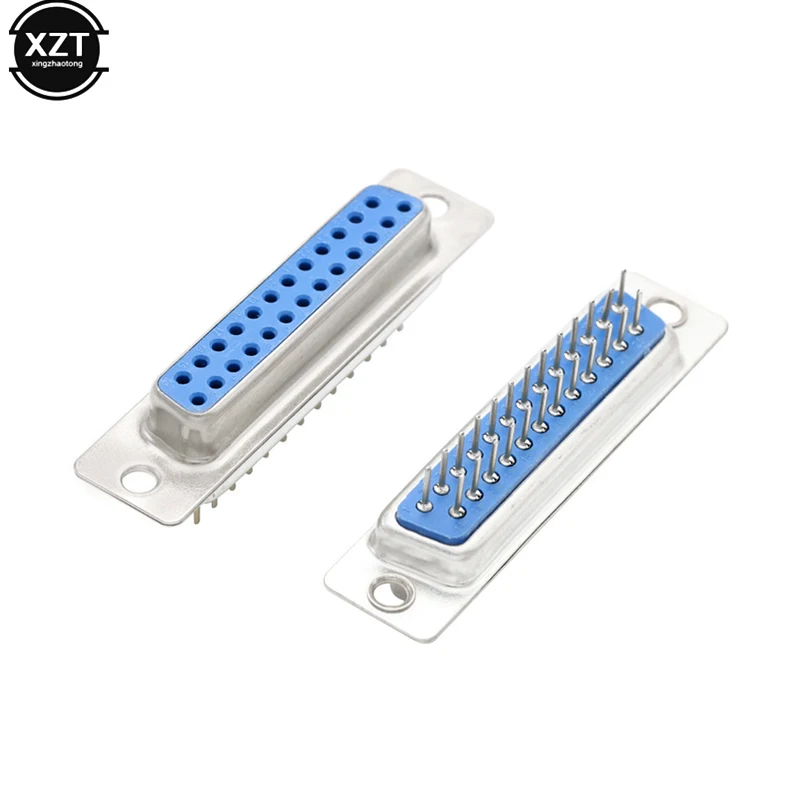 2Pcs DB25 Serial Connector 25Hole/Pin Female/Male Blue Welded Connector 2 Row 25Pin D-SUB DB25 Pin Solder Type Welding Connector