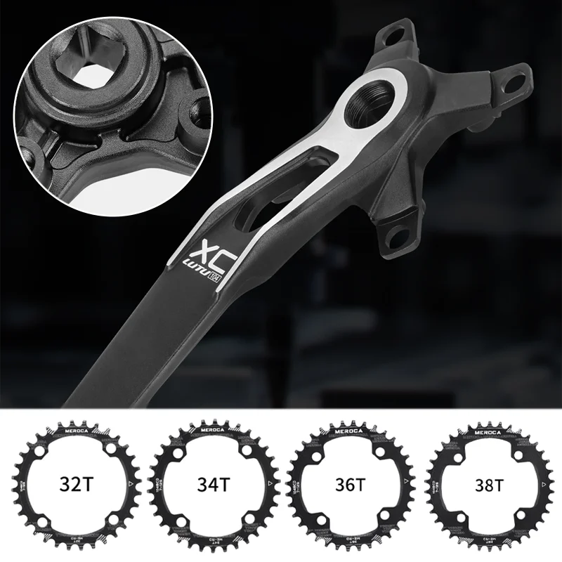 

Square Crank Arm 104bcd 24mm Crankset 170mm Square Connecting Rods Mtb Single Chainring Cranks Crown 104bcd 32t 34t 36t Sprocket