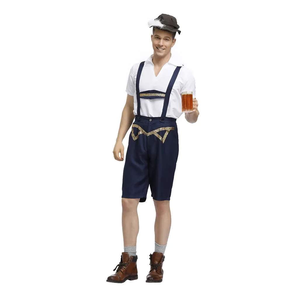 

German Bavarian Octoberfest Beer Men Costumes Adult Man Festival Carnival Waiter Costumes Clothing Plus Size