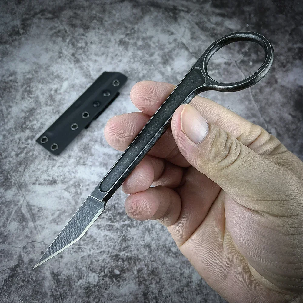 

Mini Keychain Neck Knife Tactical Camping Outdoor Rescue Survival Fixed Blade Pokcet Knives EDC Tool with Gift Kydex Sheath