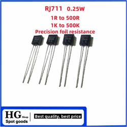 Resistencia de precisión de blanqueamiento a baja temperatura, lámina de Metal de alta precisión, RJ711, 0,25 W, 0,25 W, 1R a 500R, 1K a 500K, 5PPM, euro 0.01%