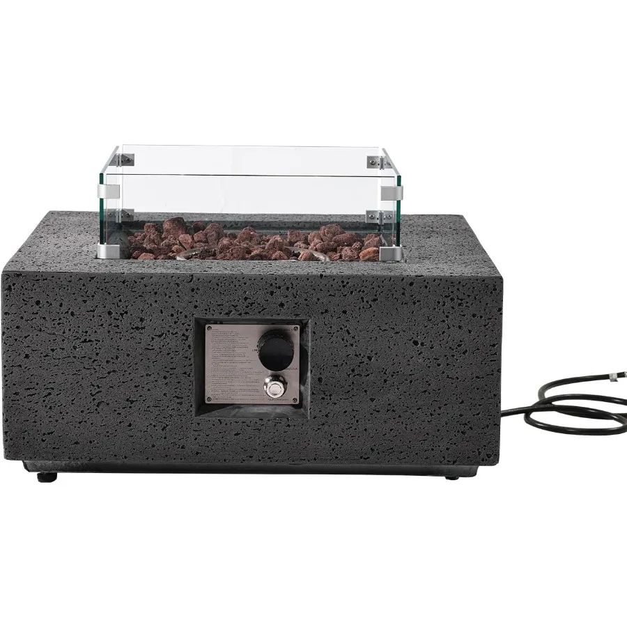 

35 Inch Square Propane Gas Fire Pit Table for Outdoor Patio Use 50000 BTU HighOutput Fire Table with Elegant Gray Finish Perfec