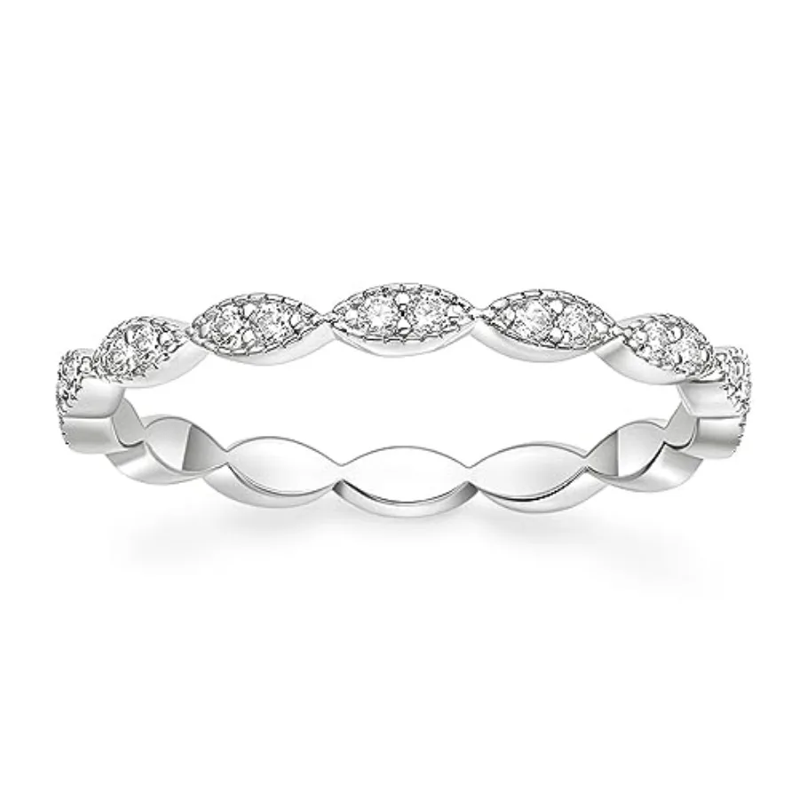

TIGRADE Eternity Ring Oval Milgrain Cubic Zirconia Anniversary Stacking Ring CZ Wedding Band for Women Size 3-13