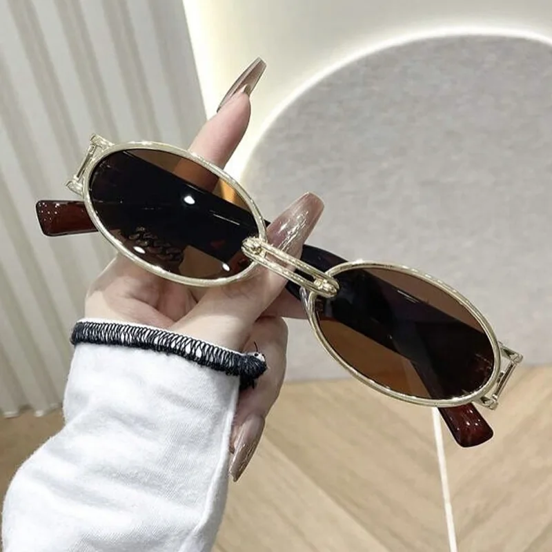 

Unisex Fashion Oval Frame Sunglasses Street Photography Glasses Women Beach Traveling Sunshades Men Retro Party Driving Eyewear