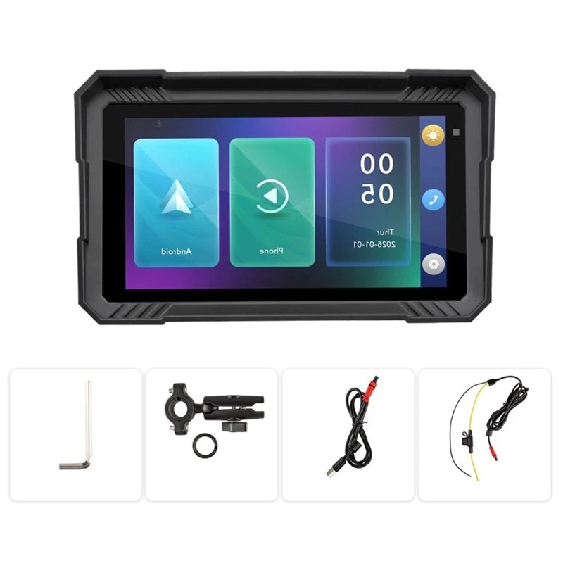 Bluetooth Enabled 5 Inch Waterproof Navigation Screen For Motorcycle MP5 Player Wireless Carplay Android Auto Portable