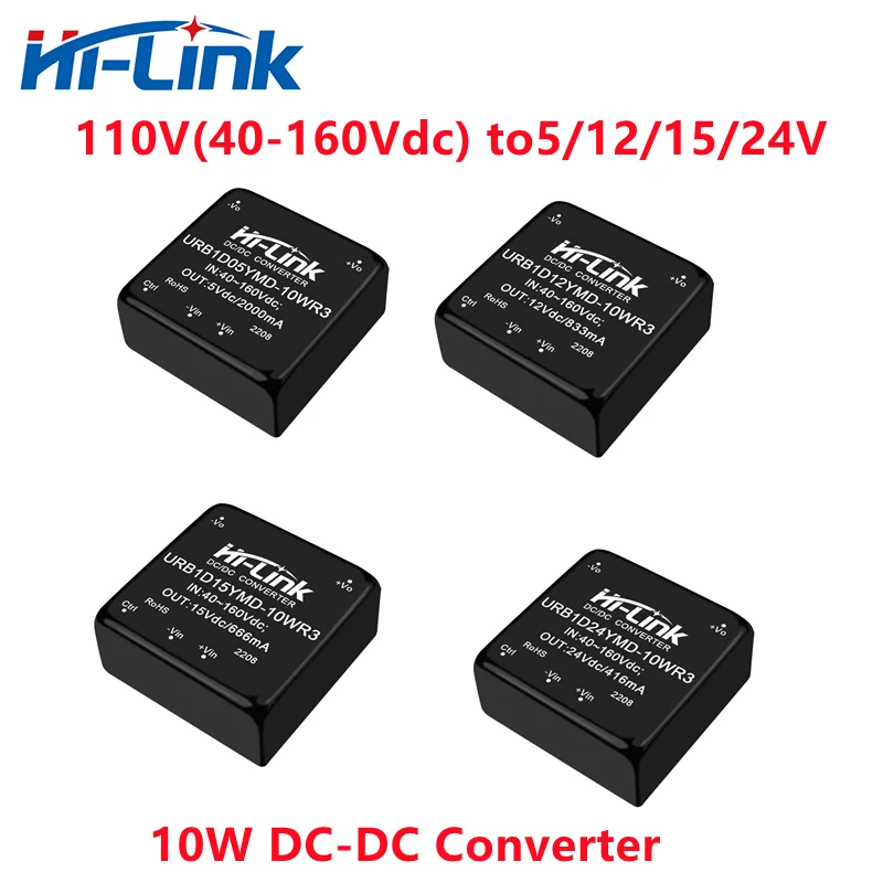 

Hi-Link new DCDC URB1D05YMD-10WR3 10W Isolated Switch Converter 110V(40-160V) to 5/12/15/24V Power Supply Module EV charging