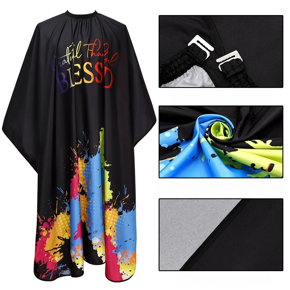 Salon Barber Cape Doodle Camo Design With Adjustable Closure And Anti Static Fabric Hair Cutting Apron For Home And Pro Use