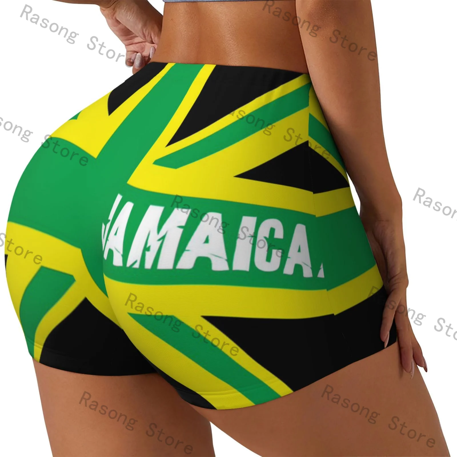 Push Up Short Elasticity Scrunch Butt Jamaica Kingdom Flag Running Shorts Sports Shorts Womens Clothes Gym